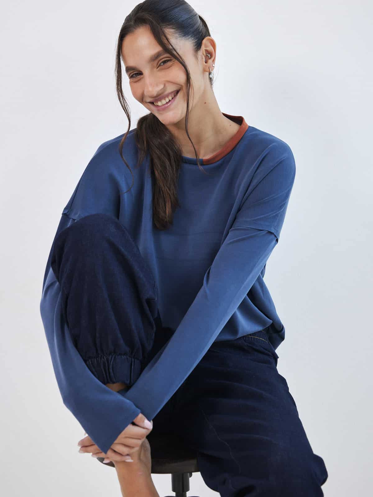 חולצת מודל כחול ים image 1