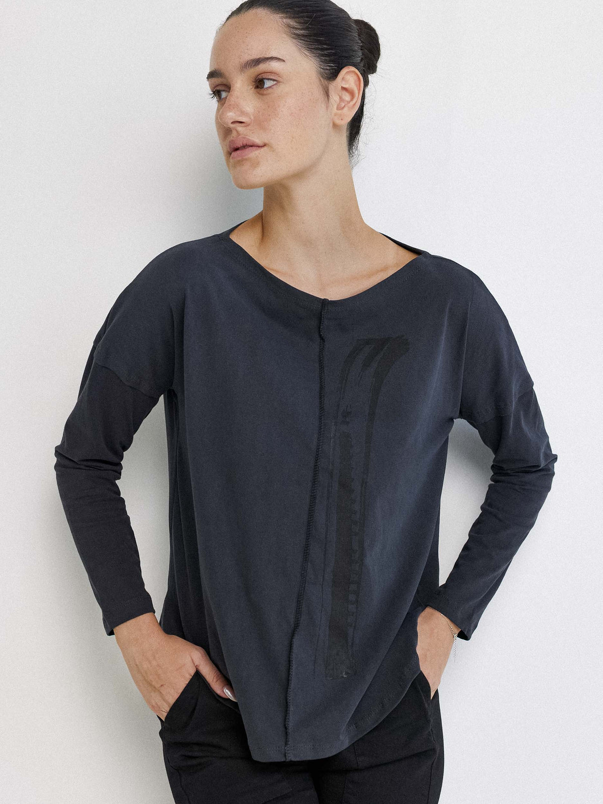 חולצת סירה שחור פחם image 0
