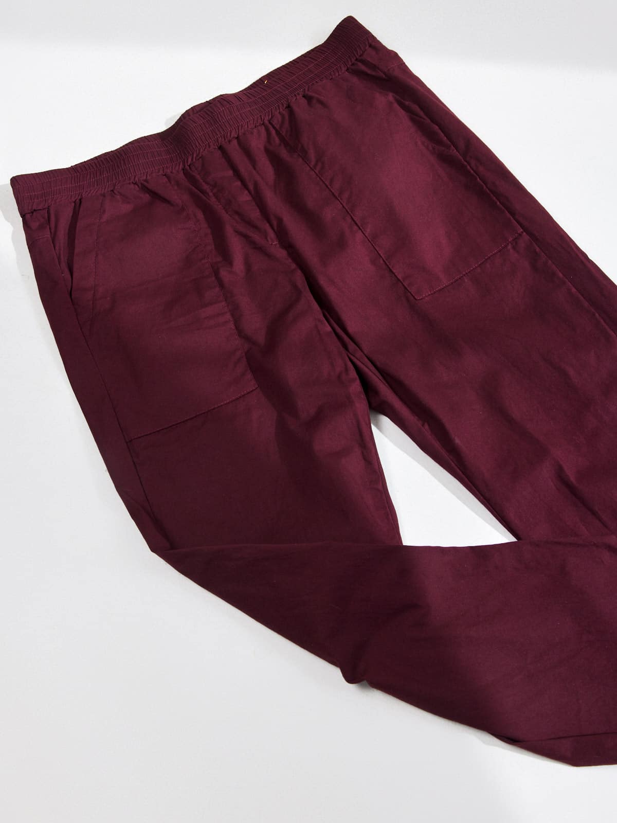 מכנסי כותנה גזרה ישרה-בורדו יין image 0