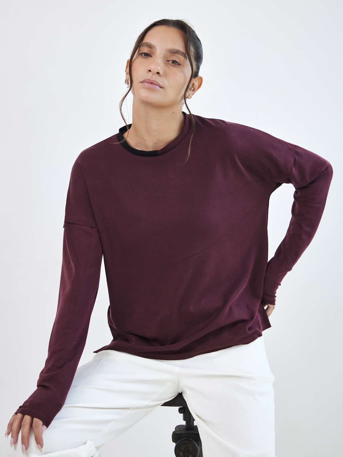 חולצת מודל בורדו יין image 1