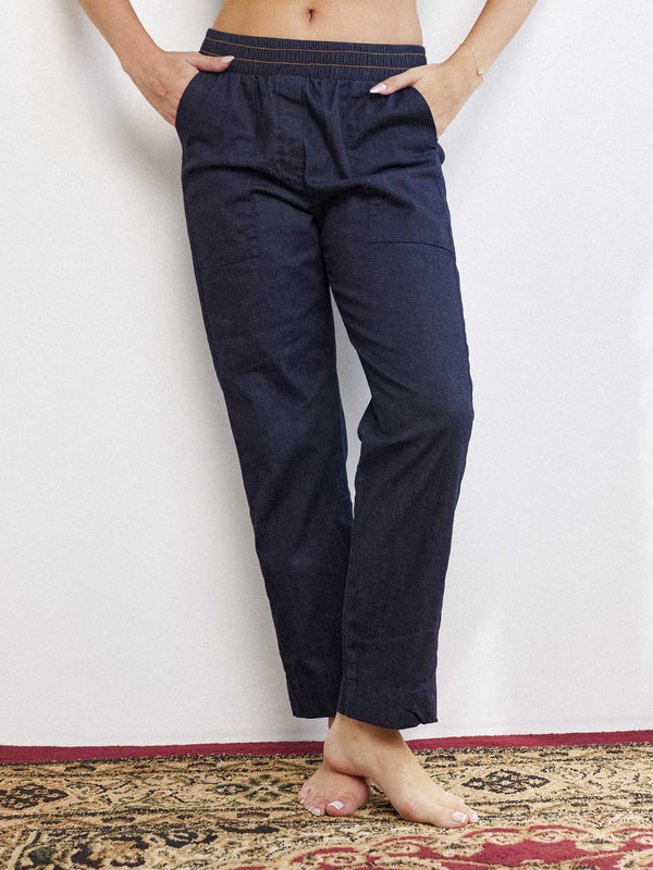 ג'ינס נייבי גזרה ישרה כותנה image 0