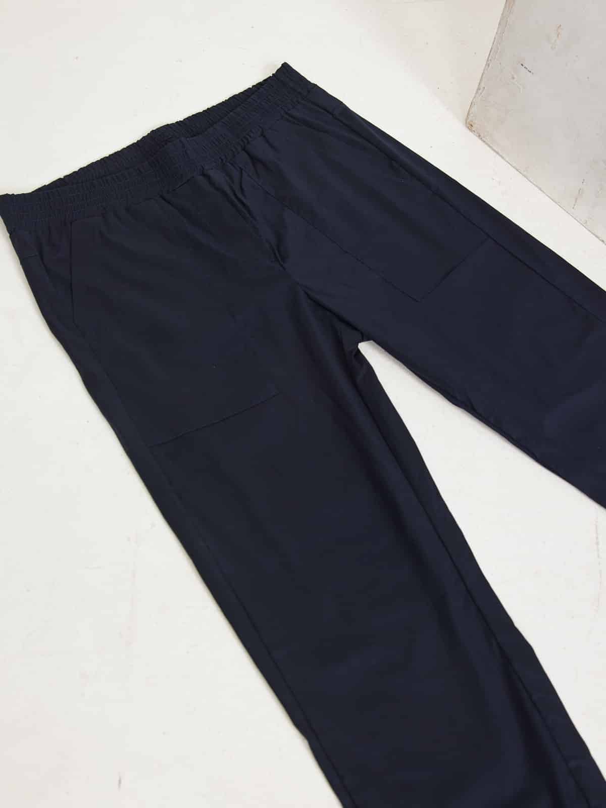 מכנסי כותנה גזרה ישרה-נייבי image 3