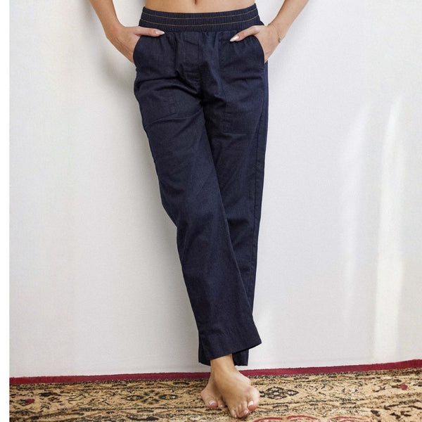 ג'ינס נייבי גזרה ישרה כותנה