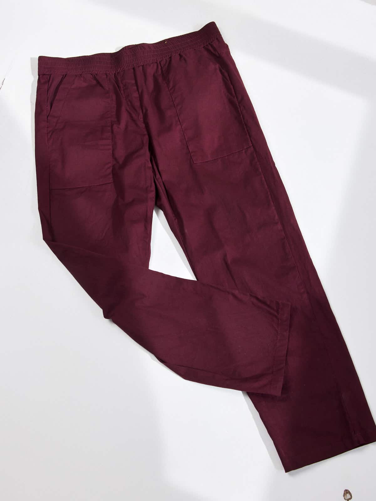 מכנסי כותנה גזרה ישרה-בורדו יין image 3