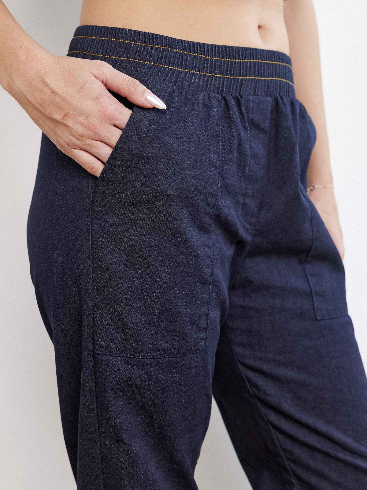 ג'ינס נייבי גזרה ישרה כותנה image 3