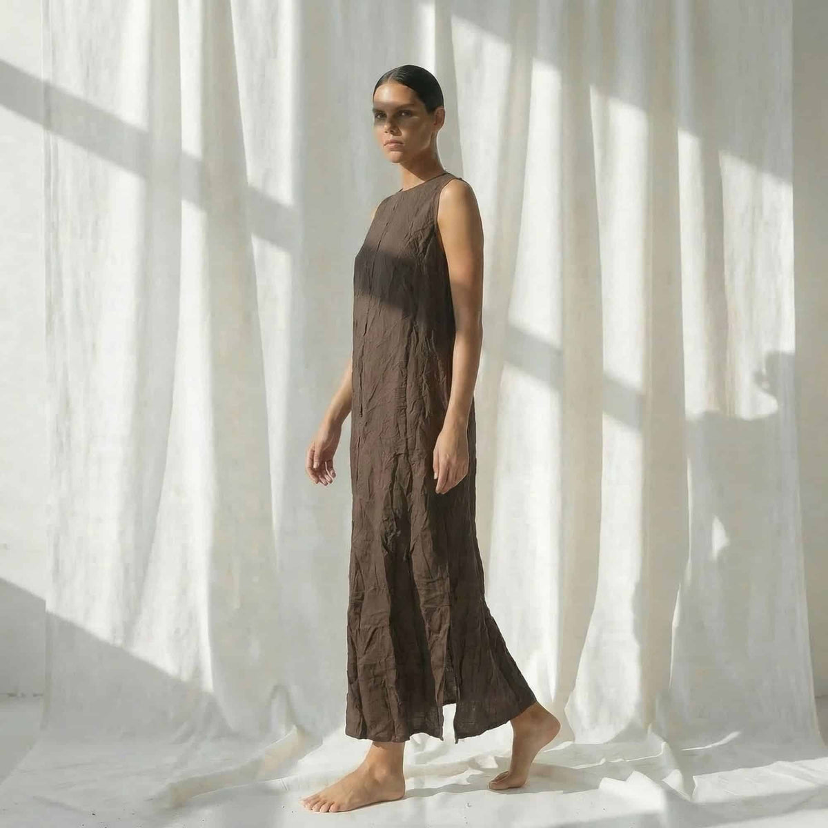 שמלת מקסי חום אספרסו image 0