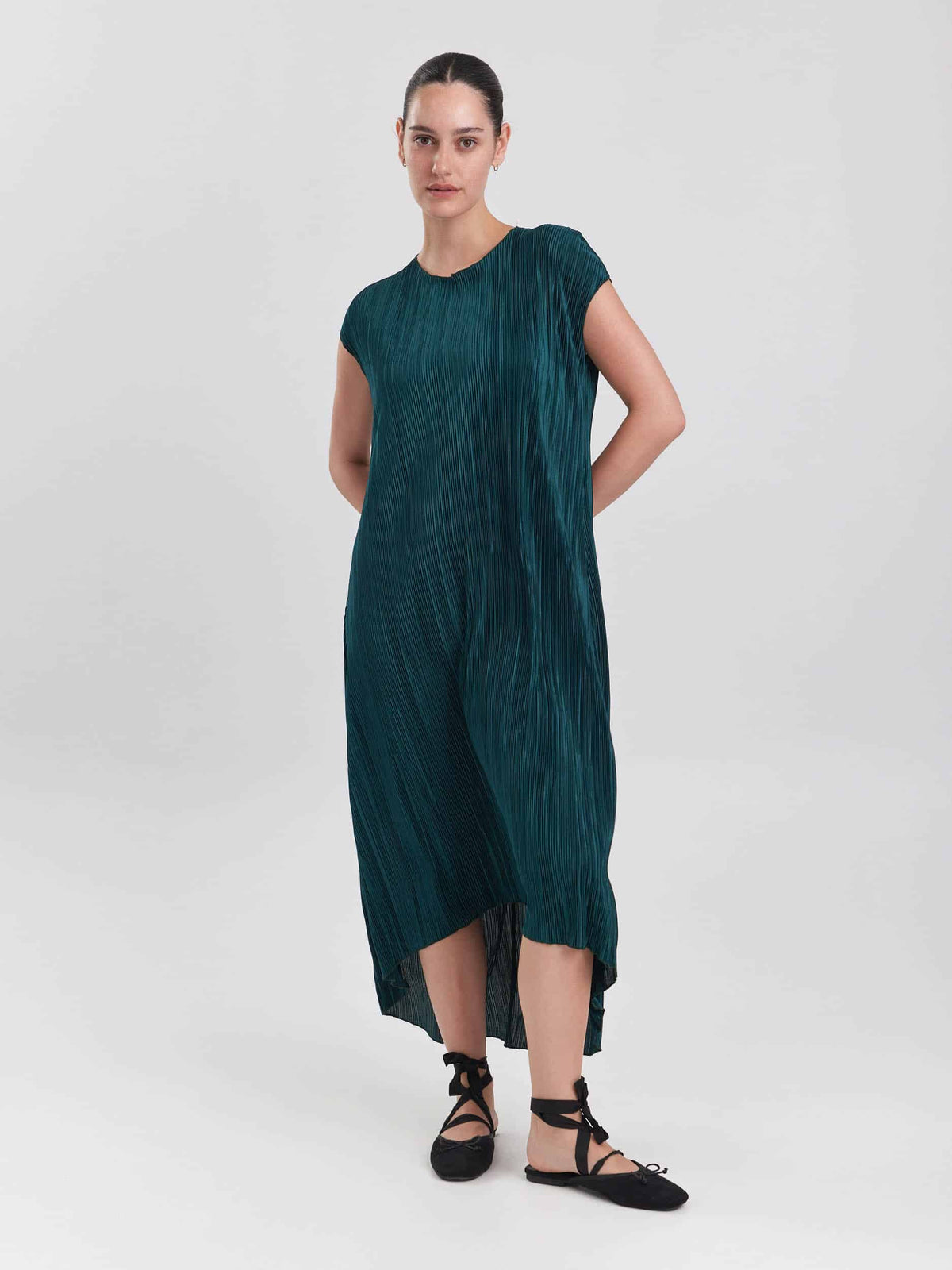 שמלת פליסה ירוק אמרלד image 2