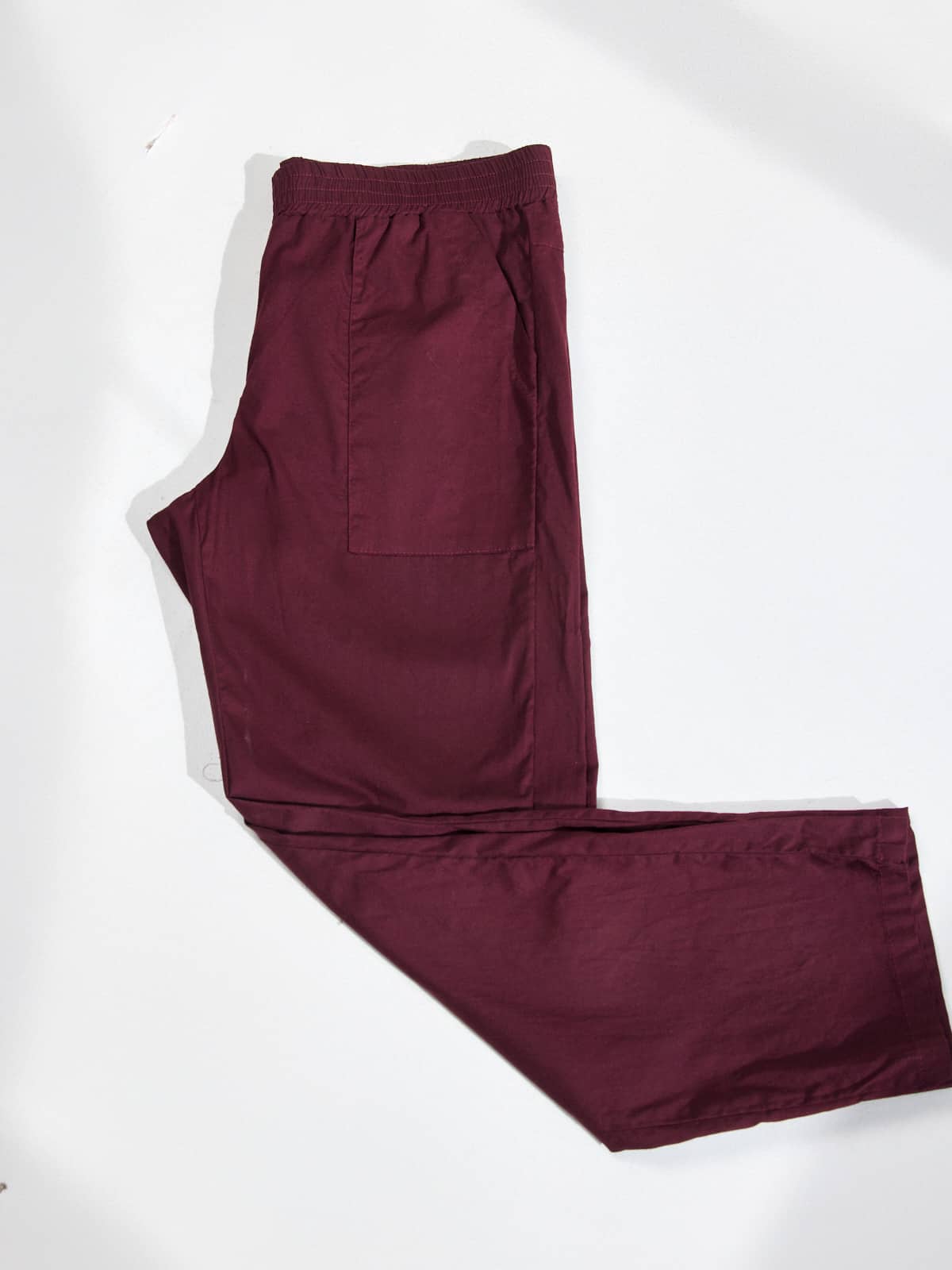 מכנסי כותנה גזרה ישרה-בורדו יין image 1