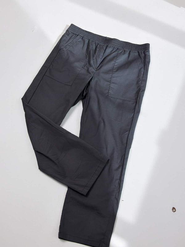 מכנסי כותנה גזרה ישרה-אפור בטון image 0