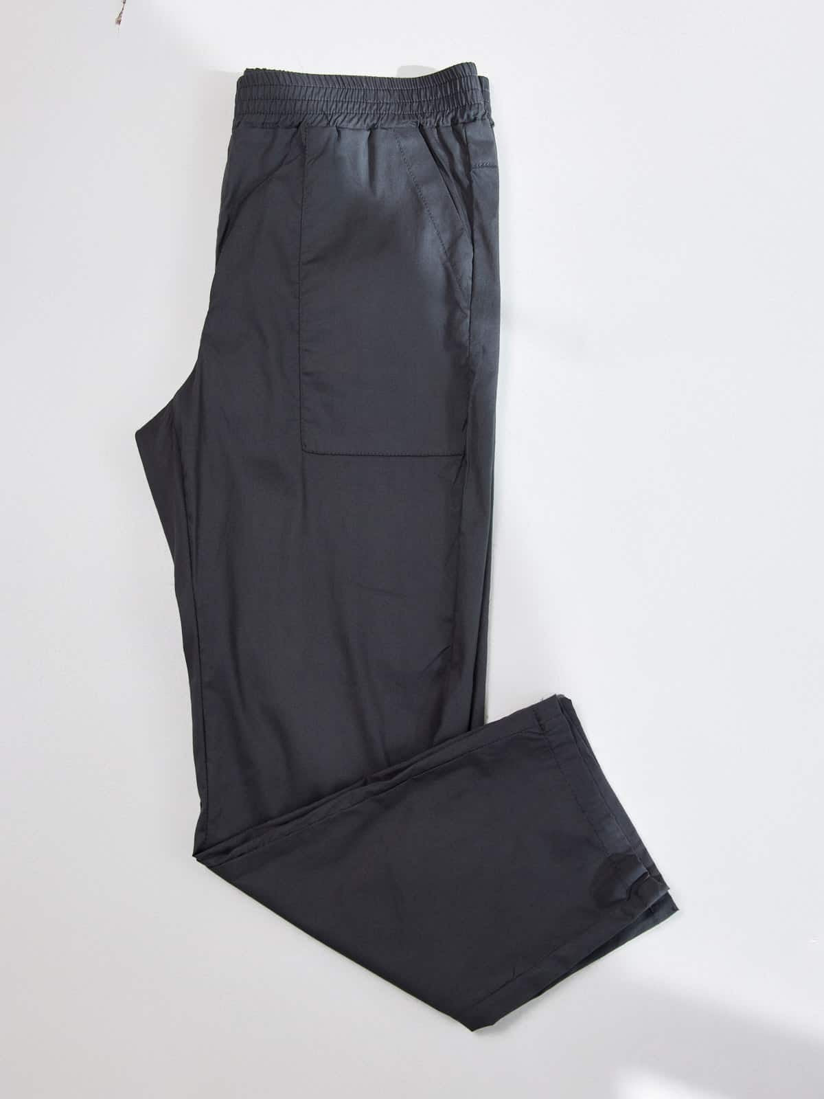 מכנסי כותנה גזרה ישרה-אפור בטון image 2