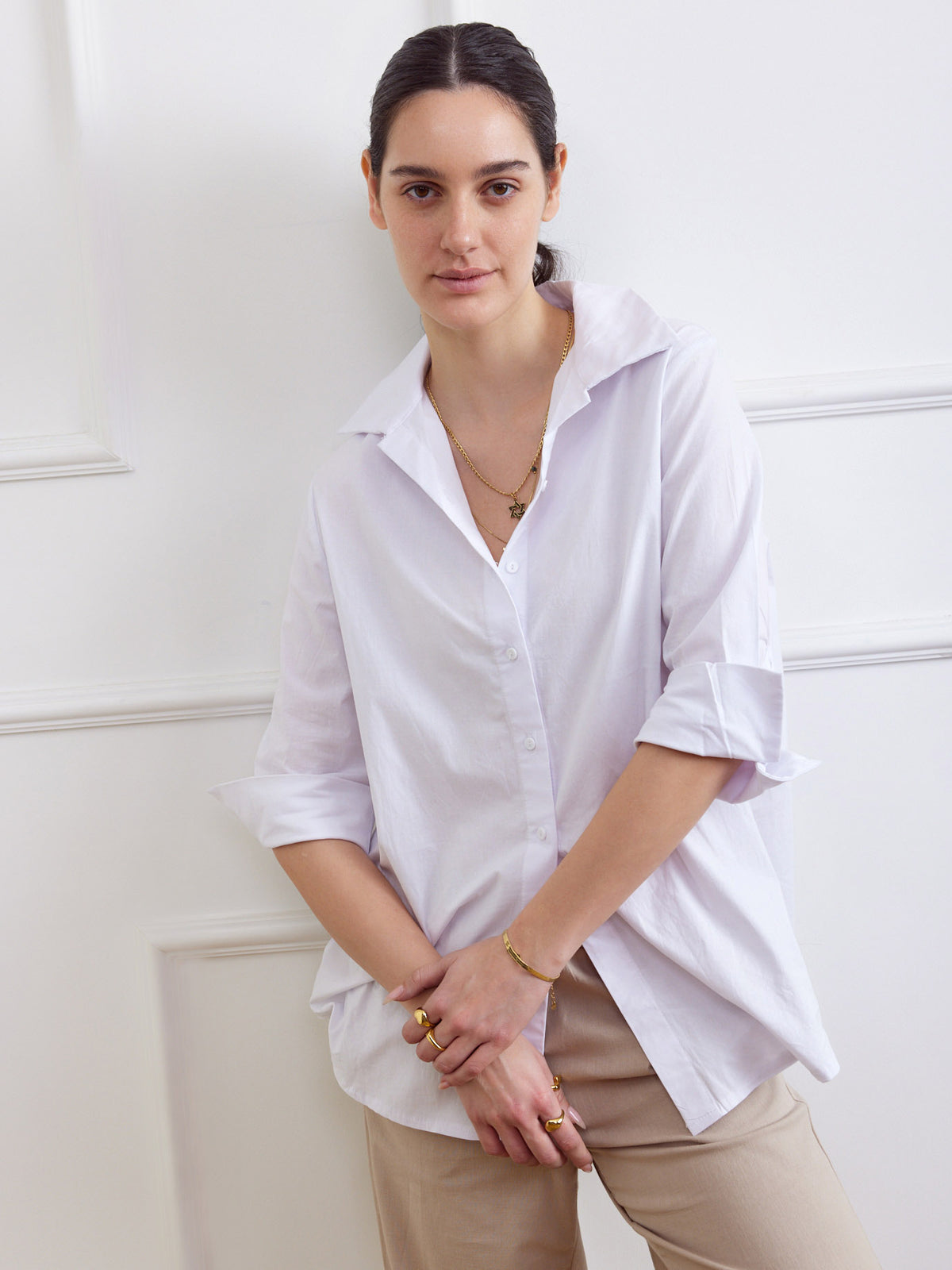 חולצת כפתורים לבנה-לאסט image 5