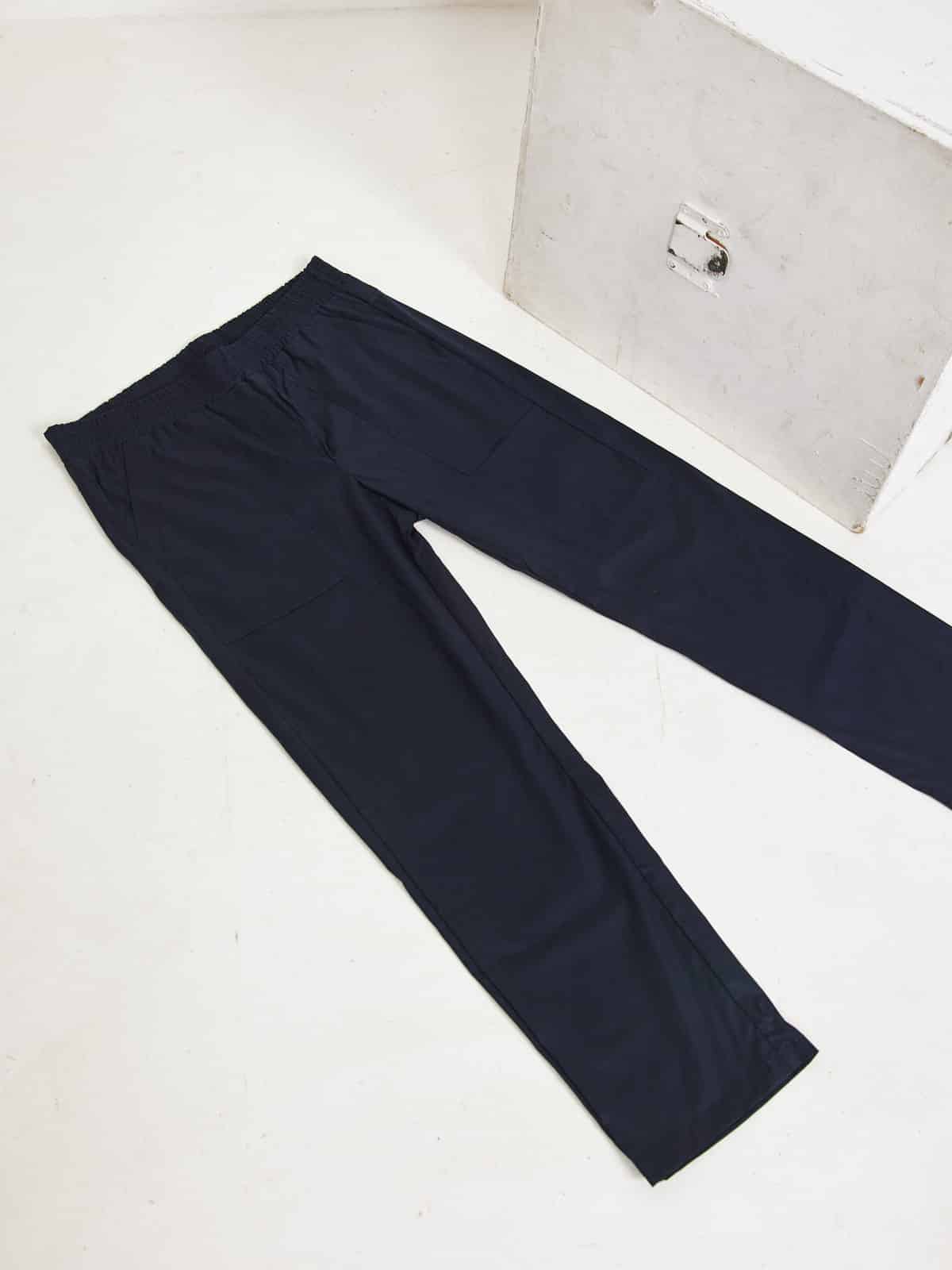 מכנסי כותנה גזרה ישרה-נייבי image 2