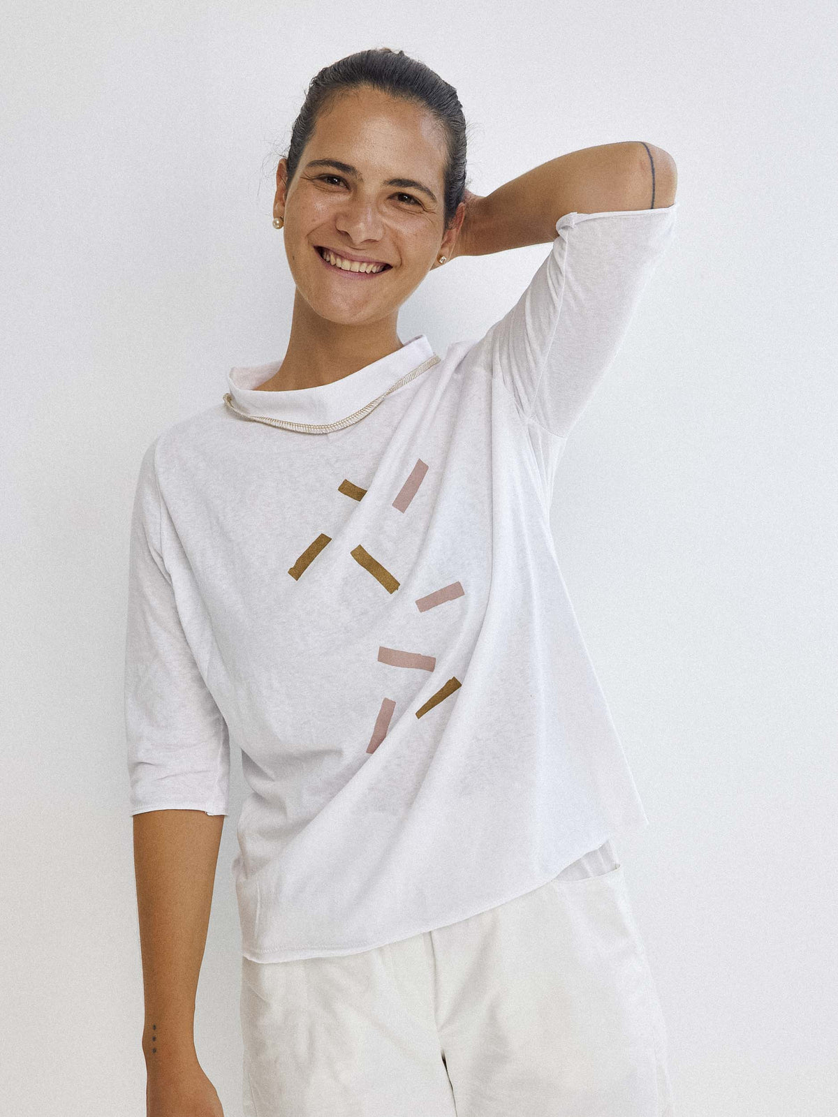 קונפטי-חולצת כותנה לבנה image 4