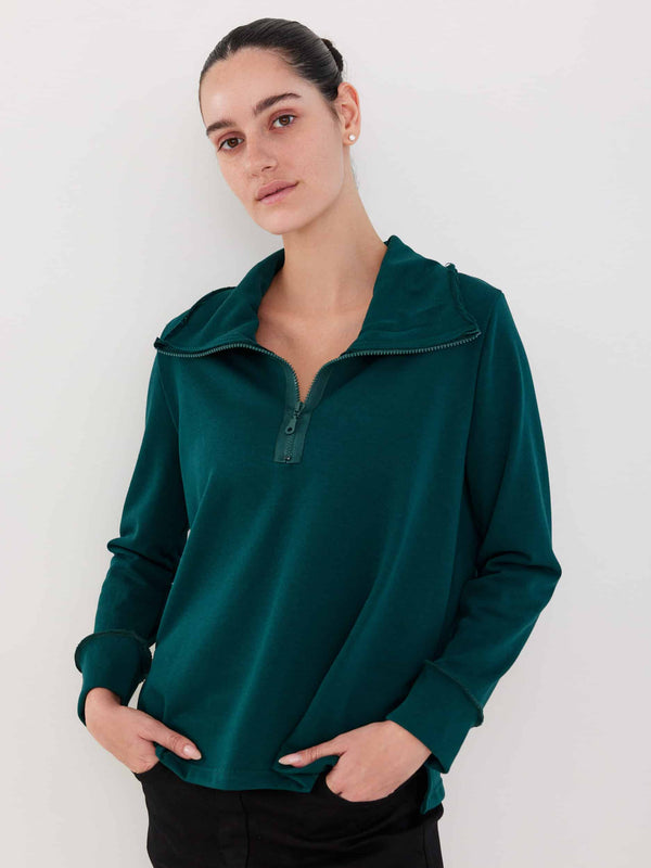 חולצת רוכסן ירוק בקבוק image 3