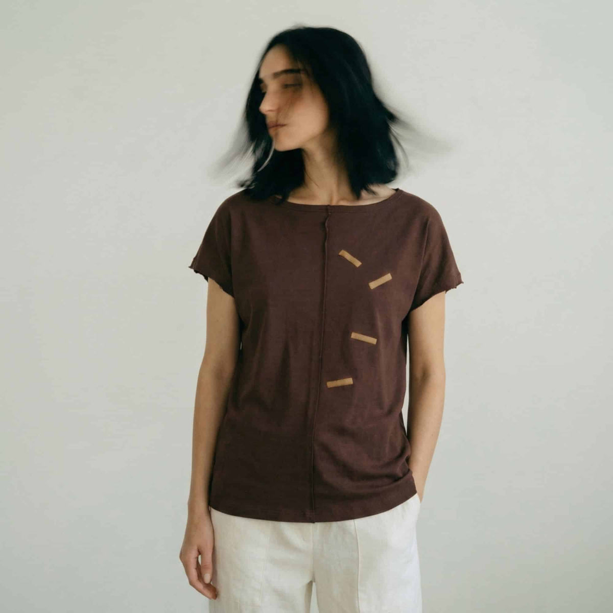 חולצת סירה חום שוקולד image 0