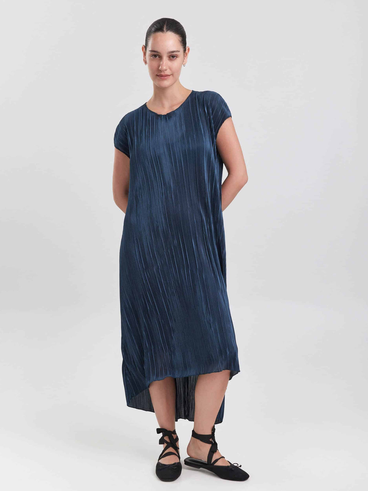 שמלת פליסה כחול אוקיינוס image 3