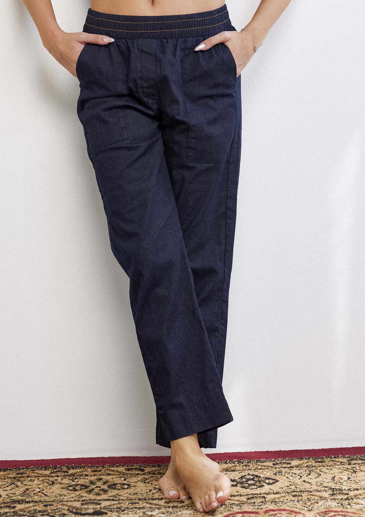 ג'ינס נייבי גזרה ישרה כותנה image 4