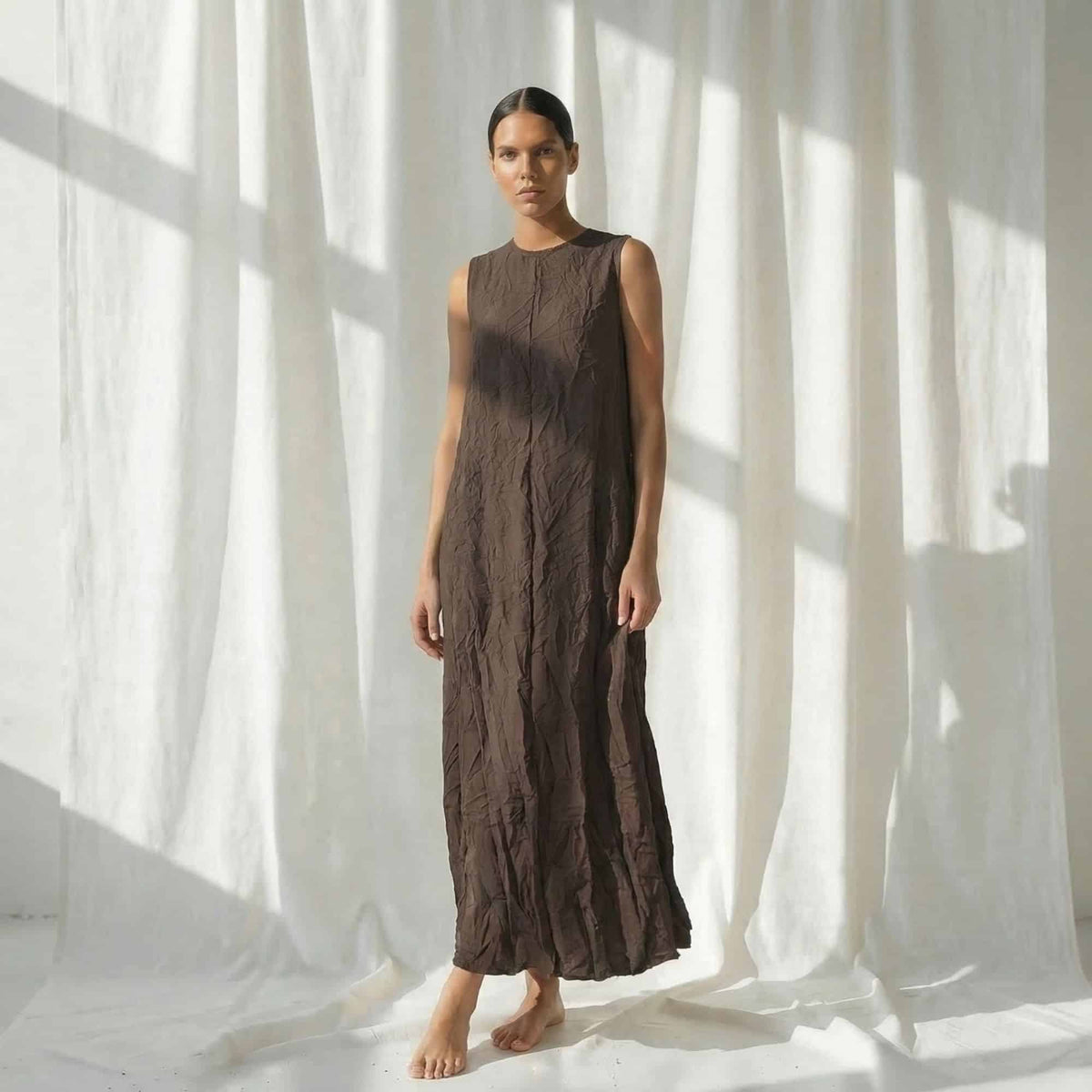 שמלת מקסי חום אספרסו image 2