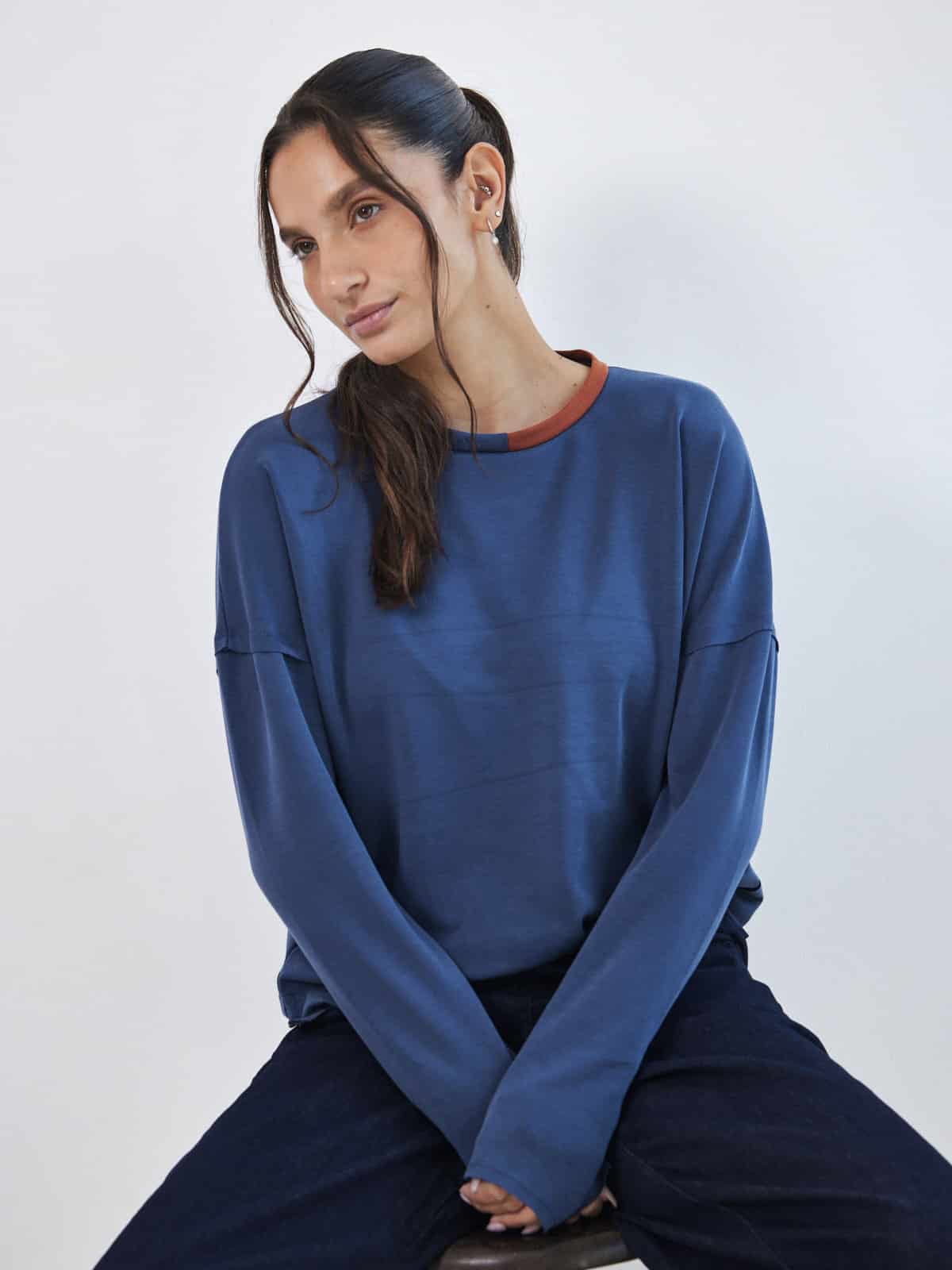 חולצת מודל כחול ים image 2